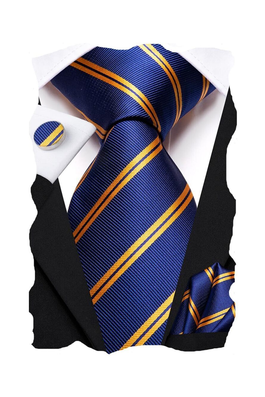 6560 Ties Sets Silk Stripe Paisley Necktie Pocket Square Cufflinks